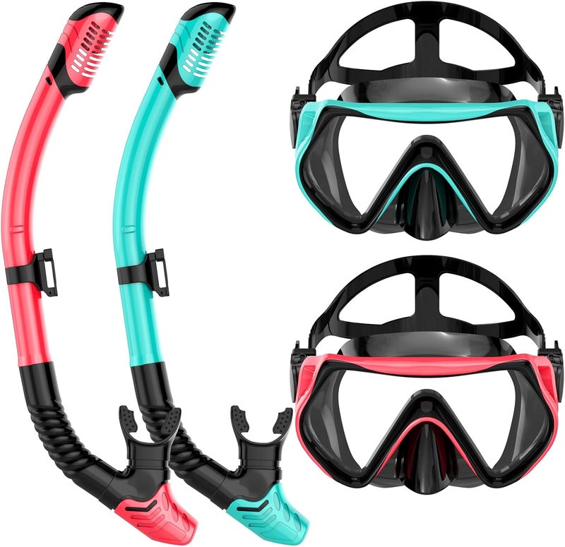 wutrye Snorkeling Gear for Adults, Dry-Top Snorkel Set Scuba Diving mask, Snorkel Mask, Panoramic Anti-Leak Anti-Fog Tempered Glass Lens, Swimming Training Snorkeling Packages - Image 1